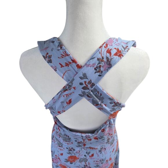 Pact Organic Cotton Fit & Flare Midi Dress Size XL stretch knit floral Blue - Picture 5 of 9